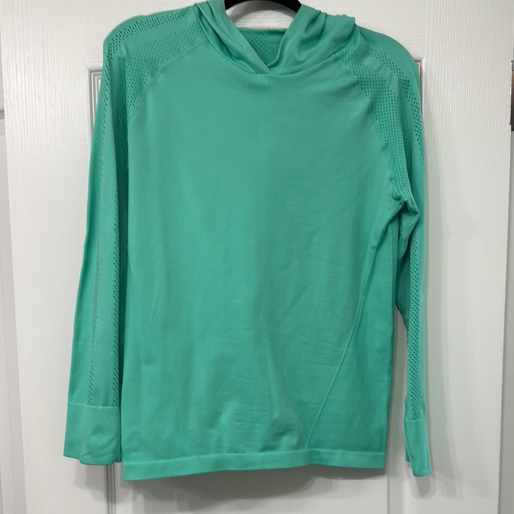 Mint Green Hooded Long Sleeve Top